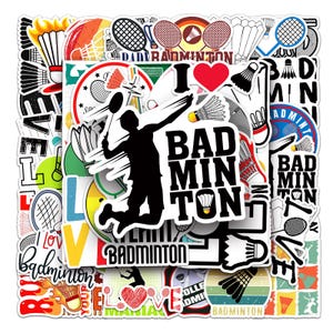 50Pcs/set Badminton Sports Stickers Pack, Badminton Enthusiast Stickers, DIY Cartoon Creative Waterproof Trunk Notebook Skateboard Stickers