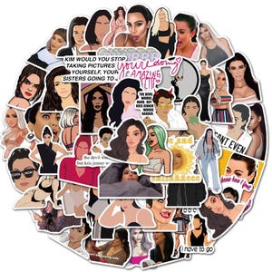 50Pcs/set The Kardashian Family of American Celebrities Stickers Pack,Cute Funny Celebrity Stickers,Waterproof DIY Trunk Notebook Stickers