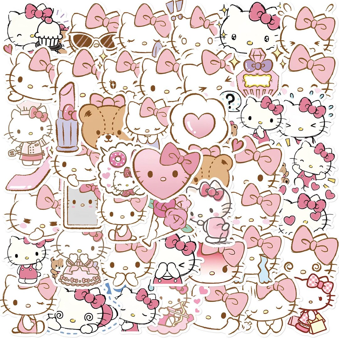 Kitty Spring Sticker Kitty Cat Waterproof Stickers, Party Favor DIY Notebook Skateboard ...