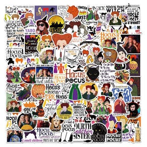 100Pcs/set The Fantasy Film Hocus Pocus Stickers Pack,Cartoon Stickers,Christmas Favors,Waterproof DIY Creative Trunk Notebook Stickers