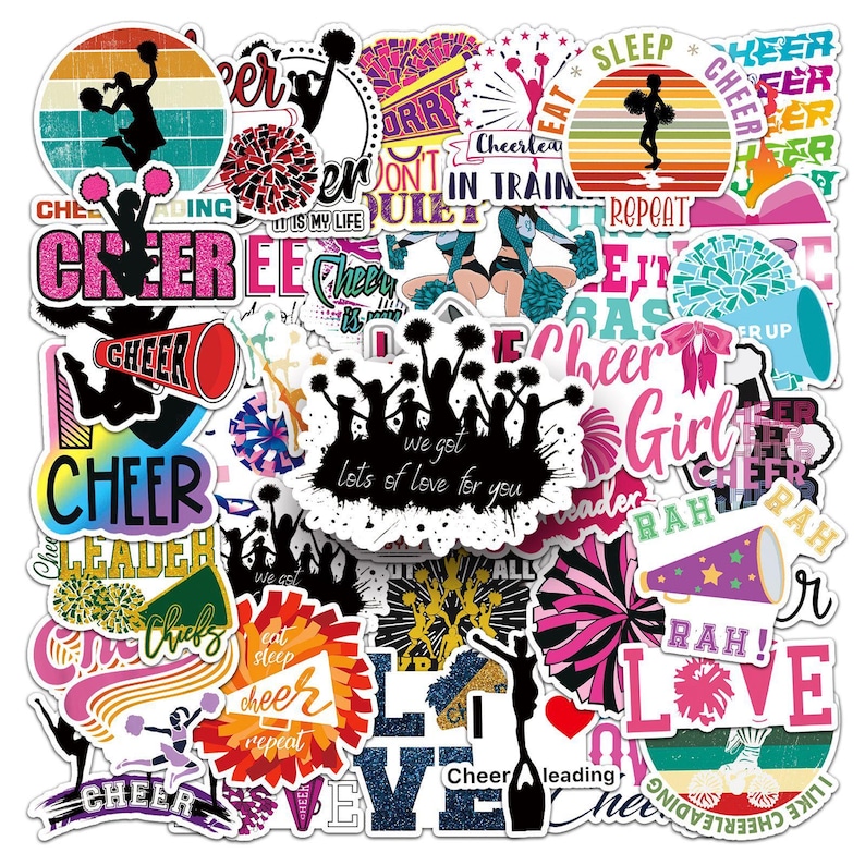 Cheerleading Team Stickers Pack: DIY Creative Waterproof Vinyl Decals ...