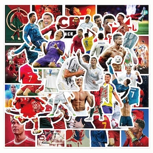 Paquete de 50 pegatinas de la superestrella del fútbol C. Ronaldo Messi, regalos de fiesta para niños, pegatinas de fútbol, pegatinas de patineta, pegatinas impermeables