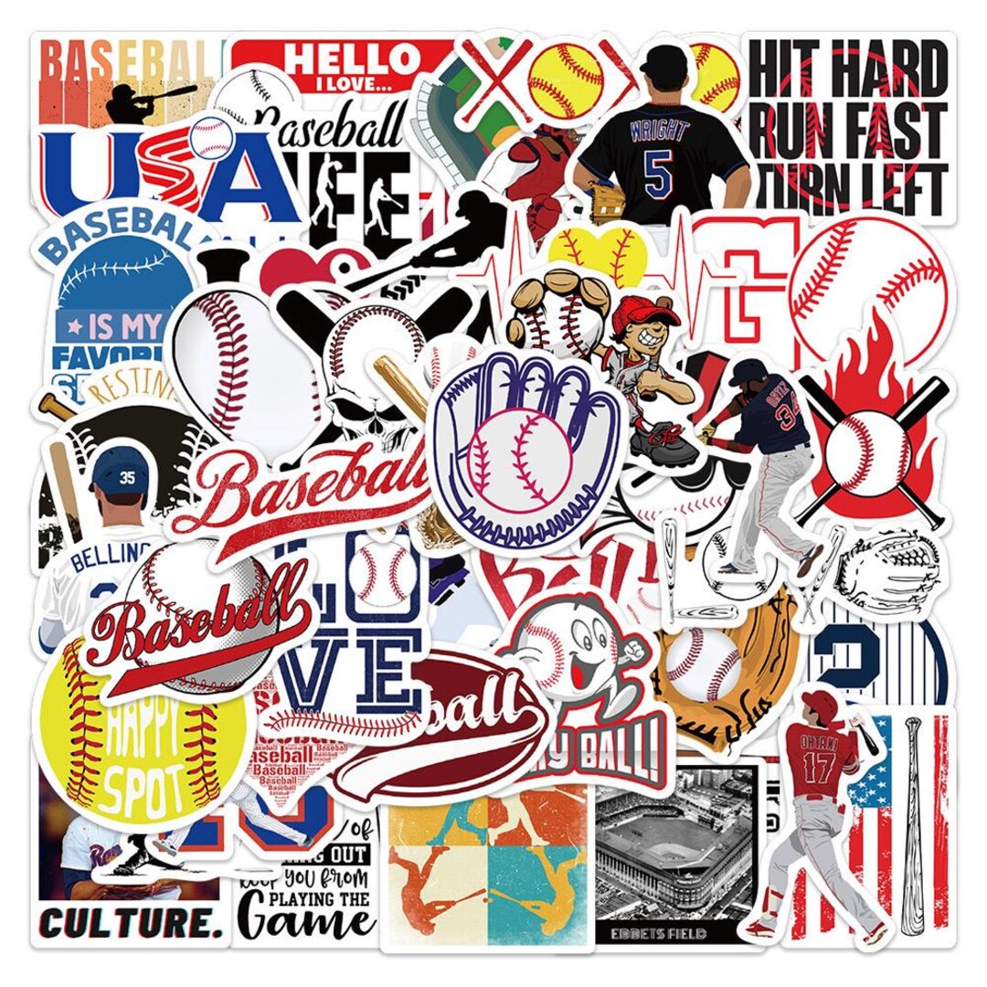 Baseball Stickers Pack: DIY Creative Waterproof Vinyl Decals (52 Pcs ...