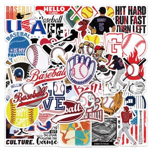 52 pezzi/set adesivi sportivi da baseball, bomboniere natalizie, adesivi con stelle da baseball, adesivi creativi fai da te, adesivi per quaderni impermeabili