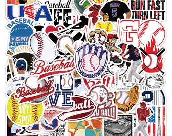 Pakket honkbalstickers: doe-het-zelf creatieve waterdichte vinylstickers (52 stuks/set)