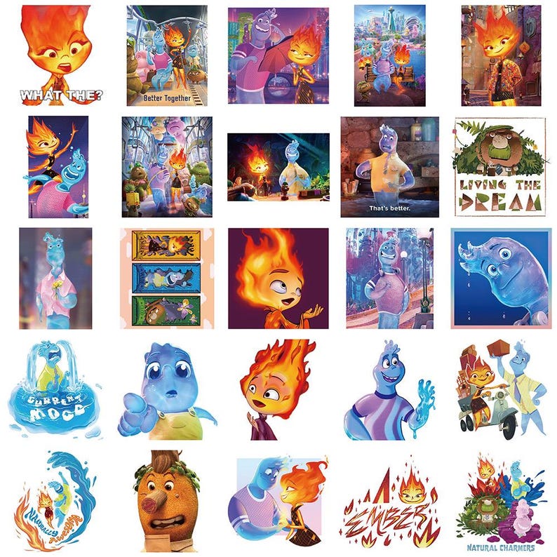 Cartoon Animation Elemental Stickers Pack: DIY Creative Waterproof ...