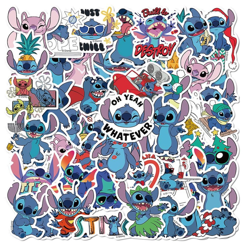 Stitch Destroy Cartoon Lilo Stitch Stickers Pack:diy Creative Waterproof Vinyl Decal ...