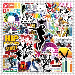 Stickers de danse hip-hop : vinyles imperméables pour skateboard, ordinateur portable (50 pièces/ensemble)