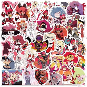 52Pcs/set Hot Anime Hazbin Hotel Stickers Pack,Cartoon Animation Stickers,Christmas Favors,DIY Creative Waterproof Trunk Notebook Stickers