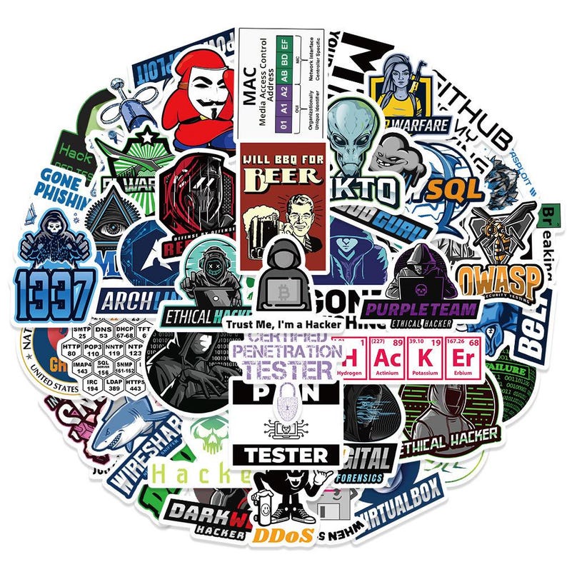 Hardware Hacker Sticker Cartoon Hacker Stickers Pack: DIY Creative Waterproof Vinyl Decals (50 ...