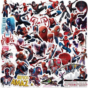 50/100Pcs Cartoon Spider Man Stickers Pack, Venom Stickers,Superhero Movie Stickers,Christmas Favors, Waterproof Creative Notebook Stickers