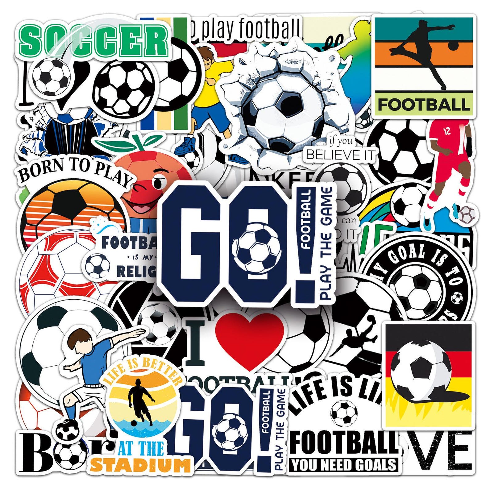 Football Net Sticker Football Stickers Pack: Waterproof Vinyl Decals for Laptop, Skateboard ...