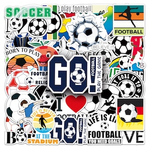 50Pcs/set Football Stickers Pack,Cartoon Football Sports Stickers,Football Enthusiast Stickers,DIY Waterproof Notebook Skateboard Stickers