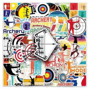 50Pcs/set Archery Sports Stickers Pack,Cartoon Stickers,Archery Enthusiast Stickers,DIY Creative Waterproof Notebook Skateboard Stickers