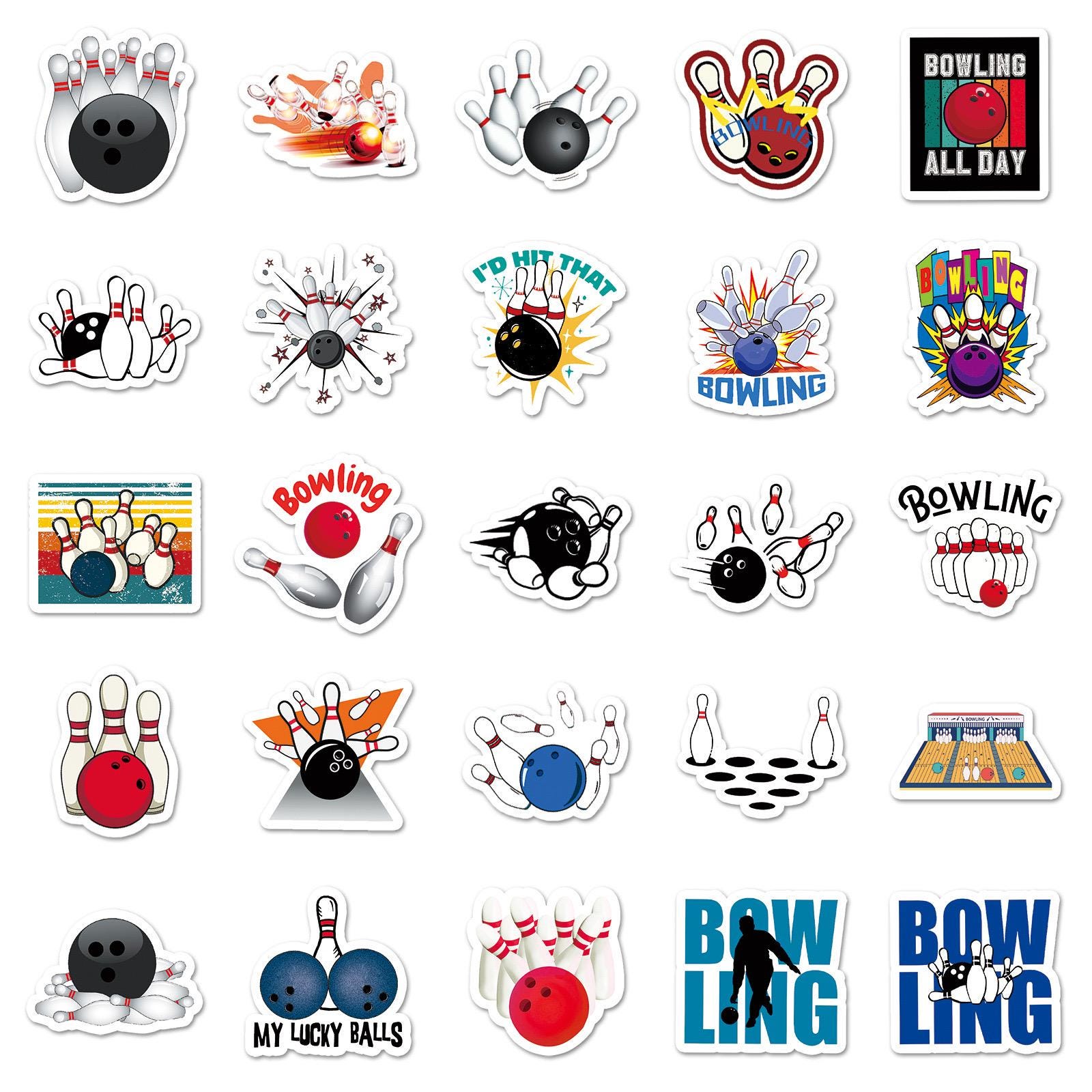 Bowling Stickers Pack: 50 Pcs Waterproof Vinyl Decals - Etsy