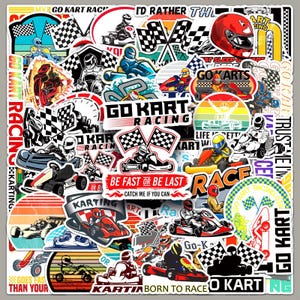 50Pcs/set Go Kart Racing Stickers Pack,Karting Stickers,Christmas Favors,DIY Creative Stickers,Waterproof Trunk Notebook Stickers