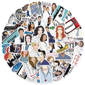 50Pcs/set American TV series Grey's Anatomy Stickers Pack, Christmas Favors,TV Drama Stickers,Waterproof DIY Creative Notebook Stickers