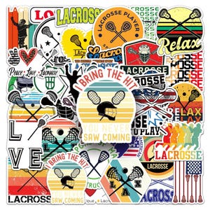 50 stks/set lacrossestickerspakket, cartoon lacrosse sportstickers, lacrosse liefhebber stickers, doe-het-zelf creatieve waterdichte skateboardstickers