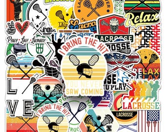 50 pegatinas de lacrosse: vinilos impermeables para portátil y patineta.
