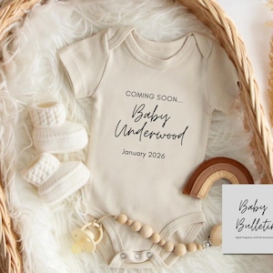 Selbst bearbeiten Schwangerschaftsankündigung, Boho, Creme, Regenbogenbaby, Vorlage, bearbeitbare Fotos, druckbar, Social-Media-Ankündigung.