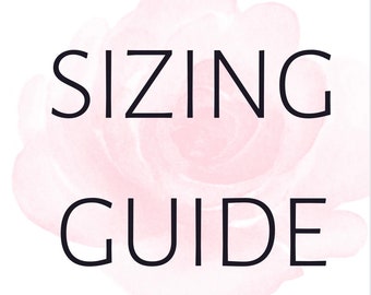 Shop Sizing Guide NOT FOR SALE reference only!