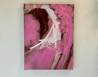 Pink Pour Painting with Initial•NFS•