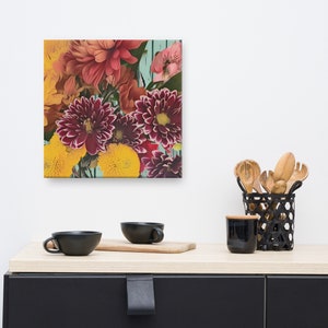 Floral Pop, Canvas Wall Art, Graphic Floral Design, Print Boutique, Square or Vertical Sizes