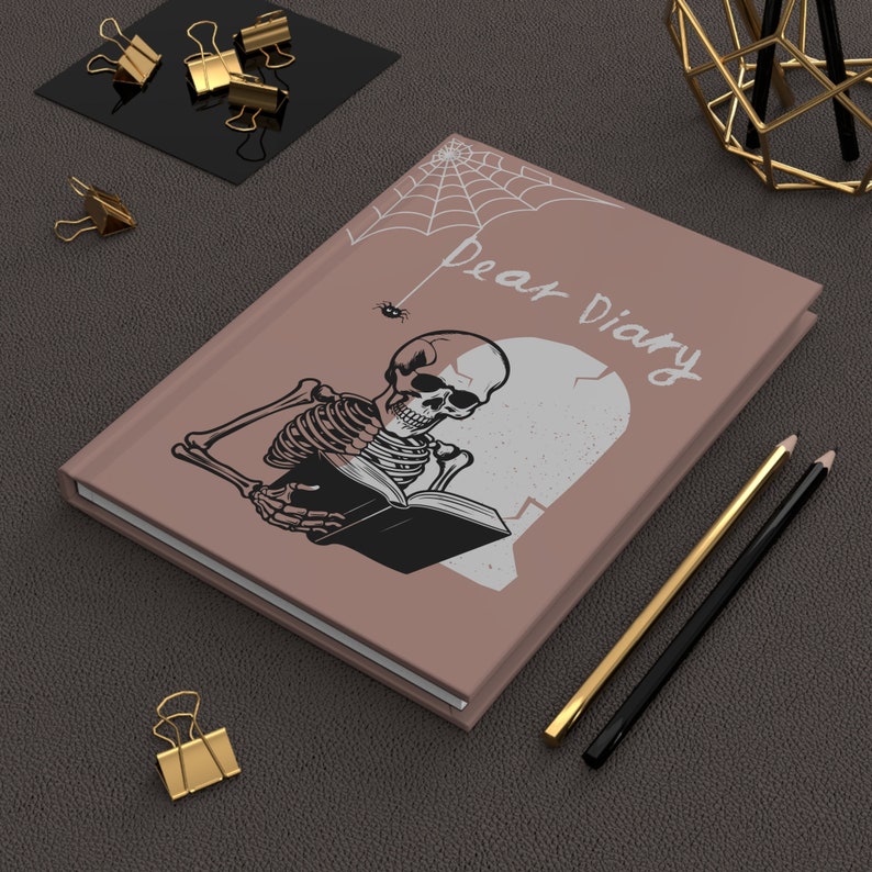 Dear Diary, Skeleton Hardcover Journal, Halloween Journal, Spooky Gifts, Skeleton Gifts image 6