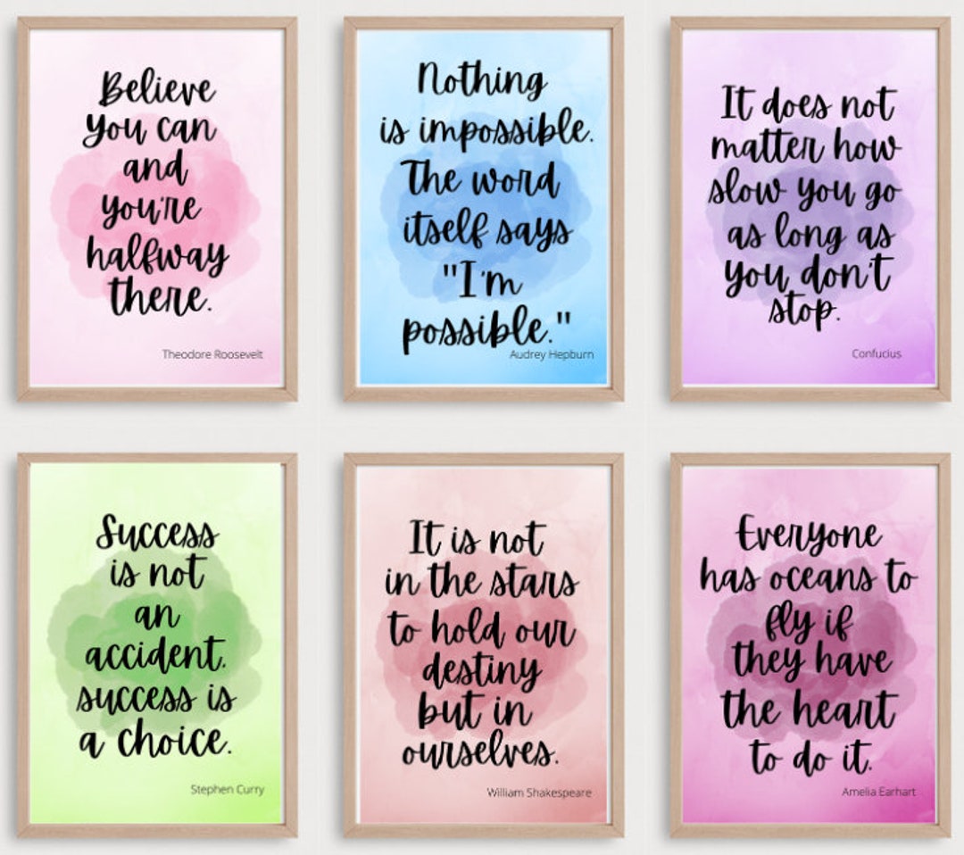 Six Inspirational Motivational Quote Posters Instant Download