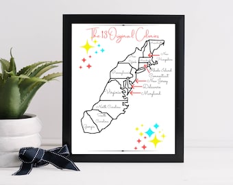 Affiche imprimable originale des 13 colonies américaines