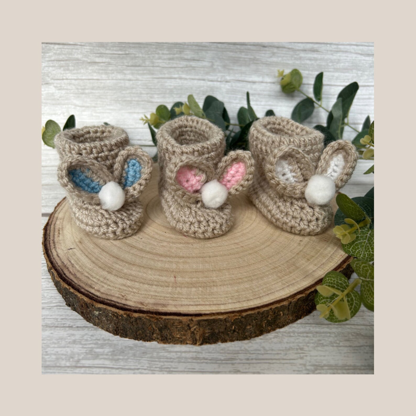 Crochet Baby Bunny Booties / Easter Bunny Booties / Bunny Booties ...