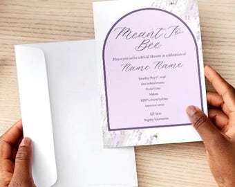 Meant To Bee Bridal Shower Bundle – Editable Canva Templates | Invite, Thank You Cards, Welcome Sign, Bar Sign, Gift & Favor Signs