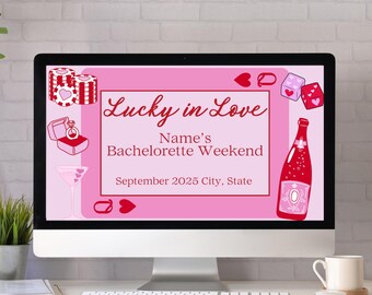Lucky in Love Vegas Bachelorette Itinerary | Editable Canva Template | Room Assignments, Travel Info, Itinerary + More