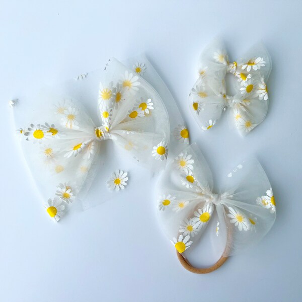 Daisy Hair Bow Etsy