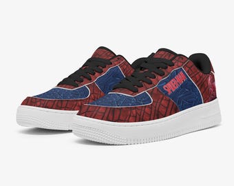 Zapatillas de Spider-Man: zapatillas de superhéroe con diseño de telaraña roja y azul para hombre y mujer, regalo inspirado en los cómics de Marvel.