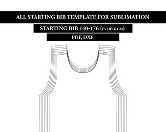 Plantilla BIB inicial para sublimación, 140-176 (cada 6 cm), archivos de corte PDF y DXF, plantilla en blanco, descarga instantánea