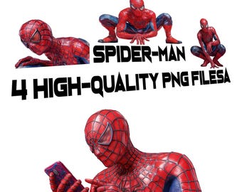 Imagen PNG de Spider-Man | 4 archivos transparentes de alta calidad | Descarga digital de superhéroes
