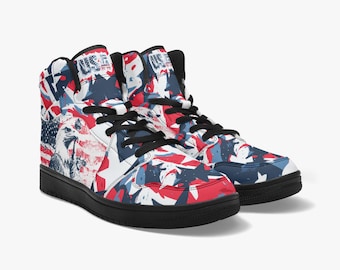 Zapatillas altas con águila y bandera estadounidense: zapatos patrióticos de EE. UU. para hombre y mujer, estilo 4 de julio