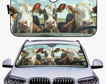 Lindo y elegante tema de vaca, que ofrece protección UV para su parabrisas. Esta divertida visera para coche de becerro es un regalo perfecto para todos los vehículos.
