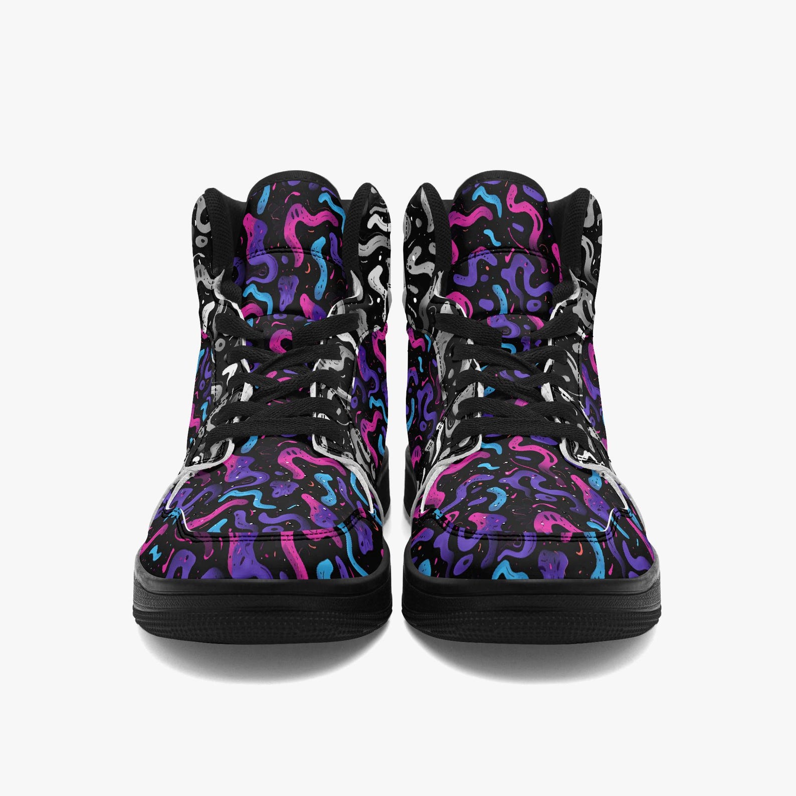 Neon Palm Leaf Tropical Print Men's High Top Shoes