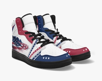 Zapatillas altas con águila y bandera estadounidense: zapatos patrióticos de EE. UU. para hombre y mujer, estilo 4 de julio