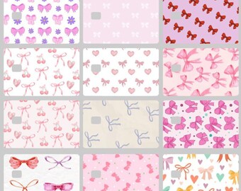 Bows Credit Debit Card Sticker, Bows Card Sticker, Coquette Credit Card Covers, Coquette Credit Debit Card Sticker