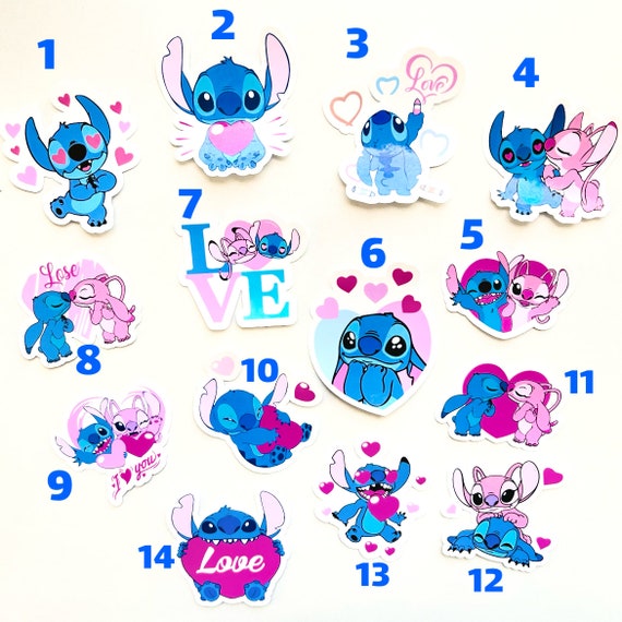 14 Stich stickers, Stitch, Stitch stickers, Angel stickers, Stitch  Valentines Stickers