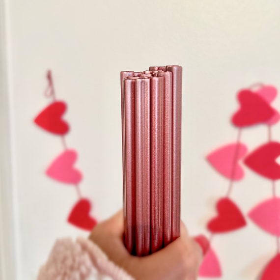 Pink Heart Straw, Pink Metal Heart Straws, Pink Metallic Heart Straw,  Valentines Day Straw, Pink Metal Straw, Reusable Straw, 8.5 Inches 