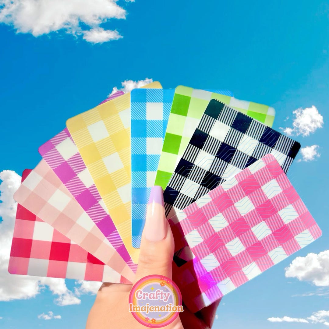 Gingham Credit Debit Card Sticker, Colorful Credit Card Sticker ...