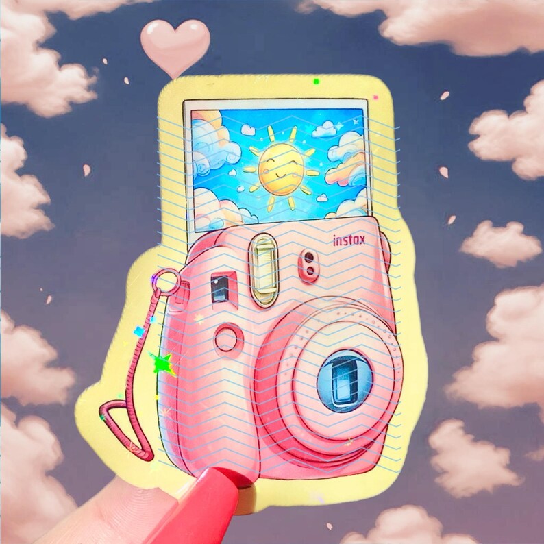 Pink Insta Camera Sticker, Pink Instant Camera Sticker, Insta Camera ...