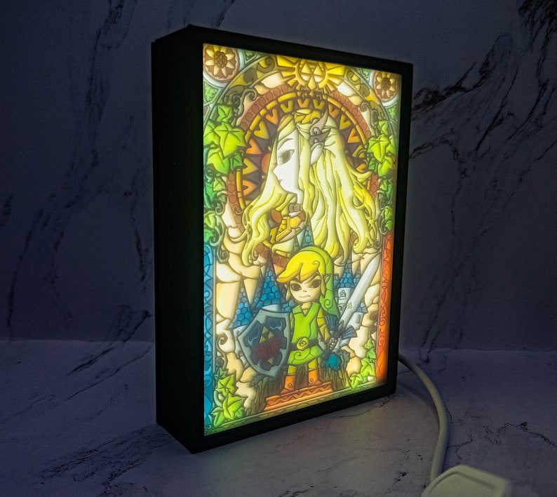 Stained Glass Legend of Zelda 3d Illuminated Shadow Box Video Game
