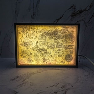Hyrule Feldkarte | 3d beleuchtete Schattenbox | Videospiel Kunst Dekor Legend of Zelda Kunst Geschenk | Für Schlafzimmer Kinderzimmer Wohnzimmer Spielzimmer