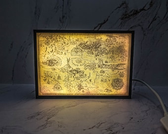 Hyrule Field Map | 3d Illuminated Shadow Box | Video game art decor Legend of Zelda art gift | For bedrooms kidsroom living room gameroom