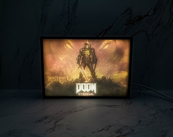 DOOM Eternal | 3D Illuminated Shadow Box | Video game art decor Doom art gift | For bedrooms, kidsroom, living room, gameroom